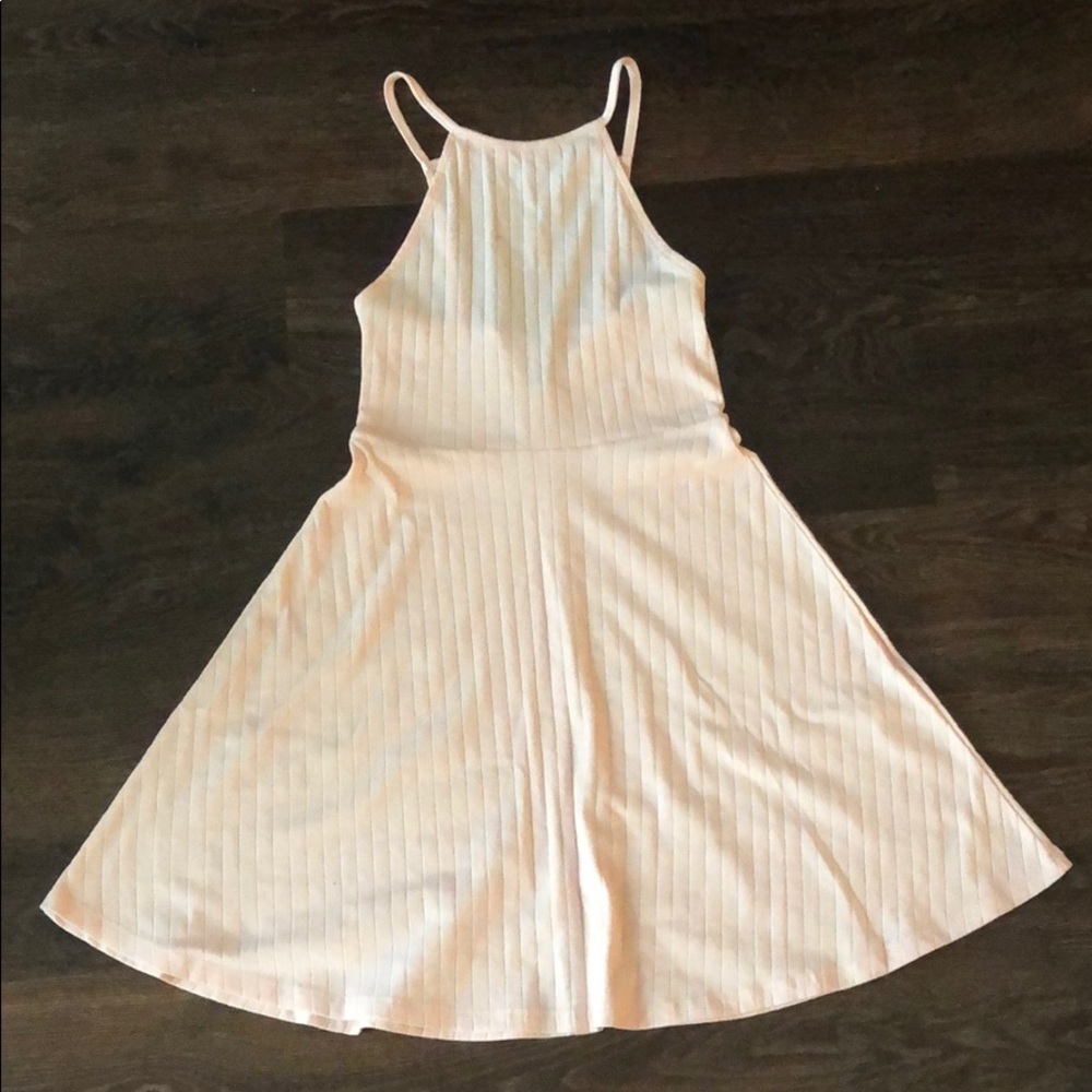 Pink Ribbed Halter Dress
